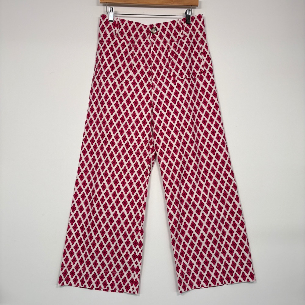 Maeve Anthropologie Women Pants 28 Pink The Colette Geometric Wide Leg Crop